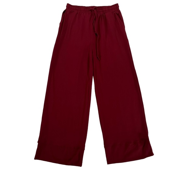 Keep Beauty Red Burgundy Drawstrings Wide Leg Pants Size XL - Picture 7 of 15